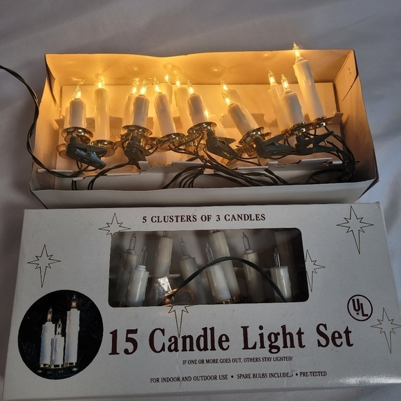 UL 15 Light White Triple Candle Christmas Light Set Lot of 2 Boxes - Picture 10 of 11